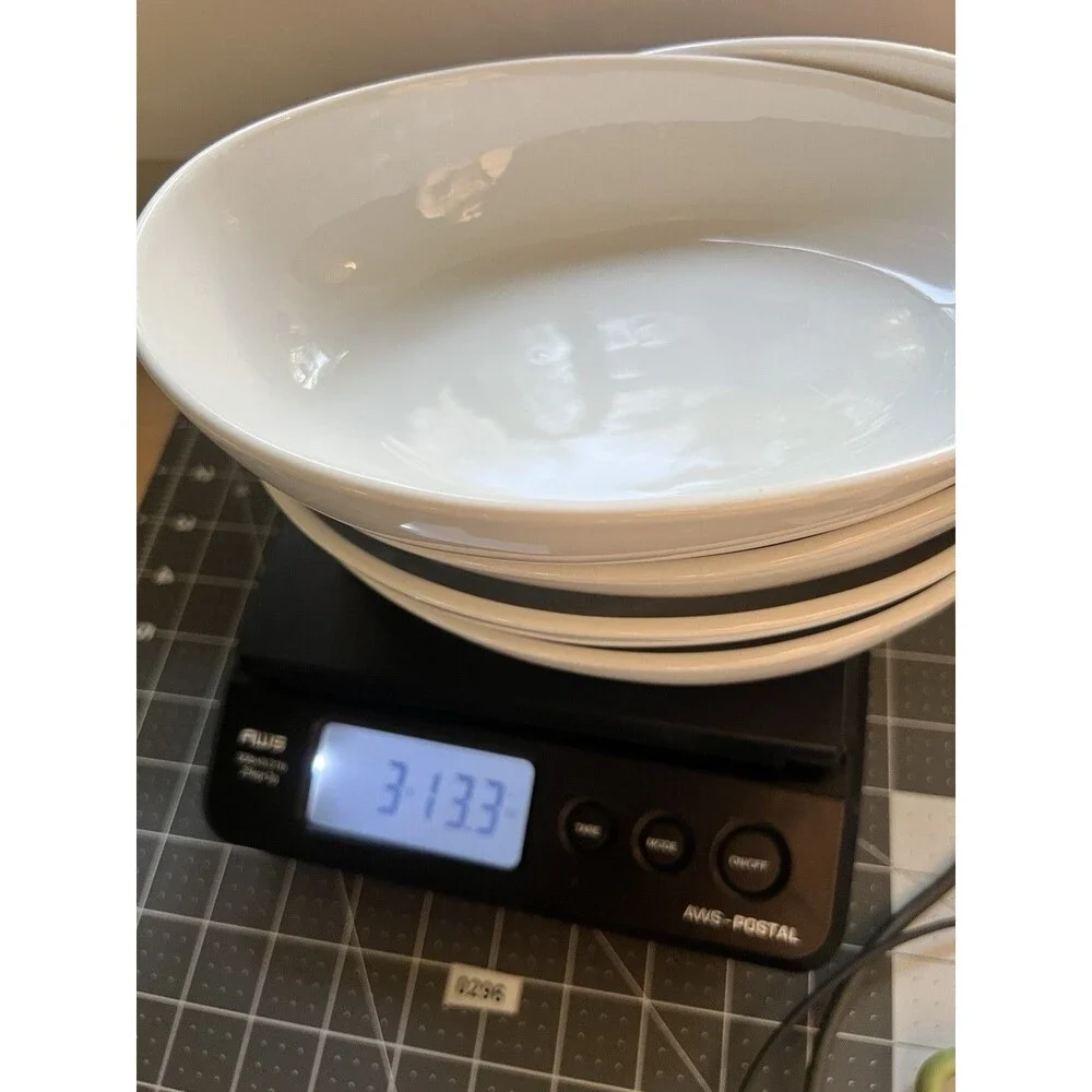 4 CB2 Crate & Barrel White Porcelain egg Shaped oblong oval abstract modern bowl